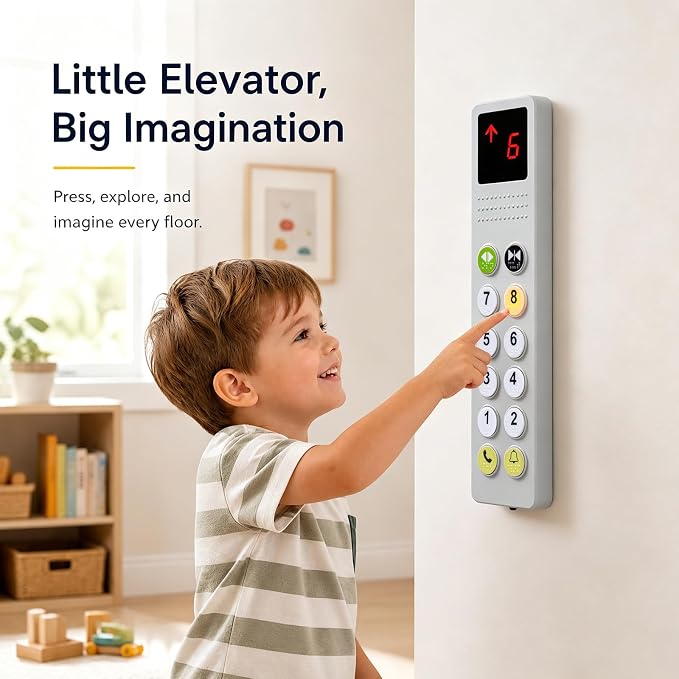 Elevator Activity Panel |Sensory Busy Board Toys for Toddlers 18M+, Montessori Toys &Travel Educational Toy for 2 3 4 5+Year Old Boy & Girl Gifts