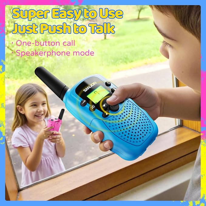 Walkie Talkies for Kids Rechargeable, 2000 mAH Last 3-4 Days 2 Way Radios Toys for 3-12 Year Old Boys Girls to Outside, Camping, Hiking Birthday Holiday Easter Basket Stuffers Presents