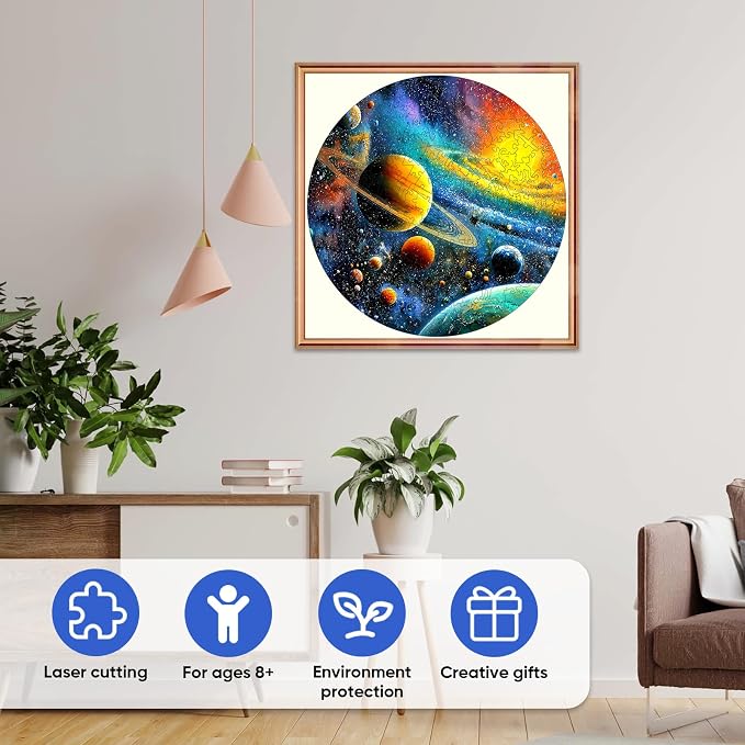 MEATRN Puzzles for Adults 500 Pieces - Space Themed Solar System Jigsaw Puzzles, Colorful Astronomy Design, Creative Gift Idea for Science Enthusiasts, Wall Decor, 16.5x16.5 in