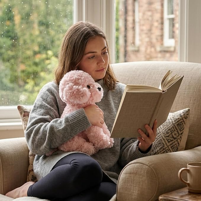 WEIGEDU Pink Puppy Dog Stuffed Animals Plush Toys, Pink Toy Poodle Bichon Frise Maltese Stuffed Dog Plush, for Girls, Kids, Babies, Birthday, Easter, Christmas -12.6 inches