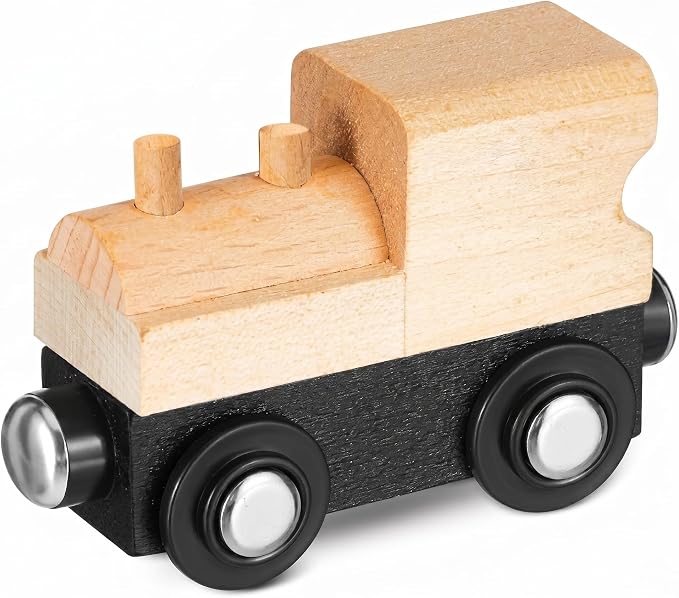 Halloscume Unfinished DIY Wooden Trains Magnetic Unpainted Wooden Train Cars Toys for Railway Paint Project, Birthday Party Decorations Back to School Crafts Gifts Supplies (Classic)