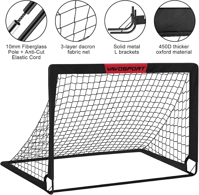 Kids Soccer Goals for Backyard Set - 2 of 4' x 3' Portable Soccer Goal Training Equipment, Pop Up Toddler Soccer Net with Soccer Ball, Soccer Set for Kids and Youth Outdoor Games, Sports, Play