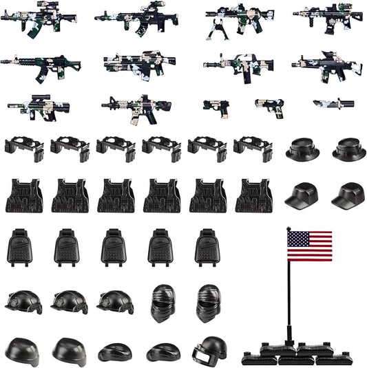 51 Pcs Toy Soldiers Figures US Camouflage Weapons Army Battle Toy Set - Weapons Pack Military Accessories Kits Toys Building Blocks Compatible with Major Brand, 3 Years Old and up