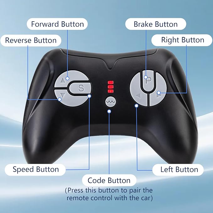 ANPABO 2.4GHz Bluetooth Remote Control for 12V/24V Ride on Car, JR Model Compatible Replacement Controller with 3 Speed Modes, One-Key Pairing, Parental Emergency Stop & Stable Signal