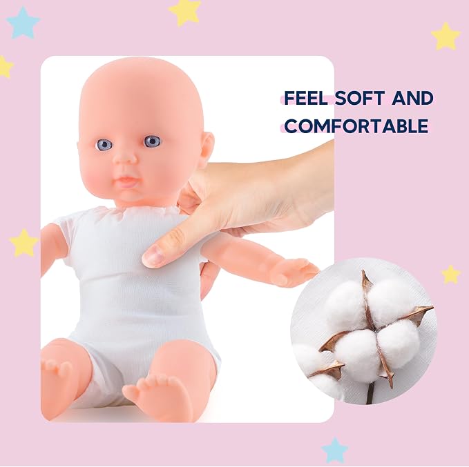 Toy Choi's Twin Baby Dolls 12 inch Soft Body Black and White Doll Set, Babydoll Playset with Rompers, Hat, Pacifier and Doll Bibs, Gifts Toys Toddlers Kids Boys and Girls | Pink Outfit Doll Set