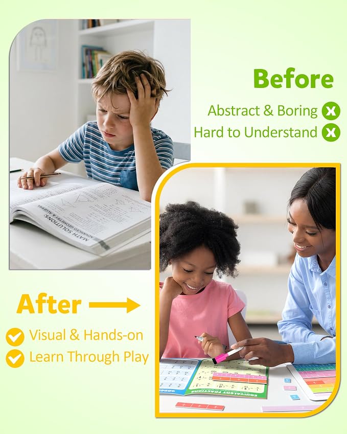 Coogam Magnetic Fraction Tiles - Montessori Math Manipulatives for Fraction Learning & Practice, Educational Games for Homeschool & Classroom, Grades 2-5