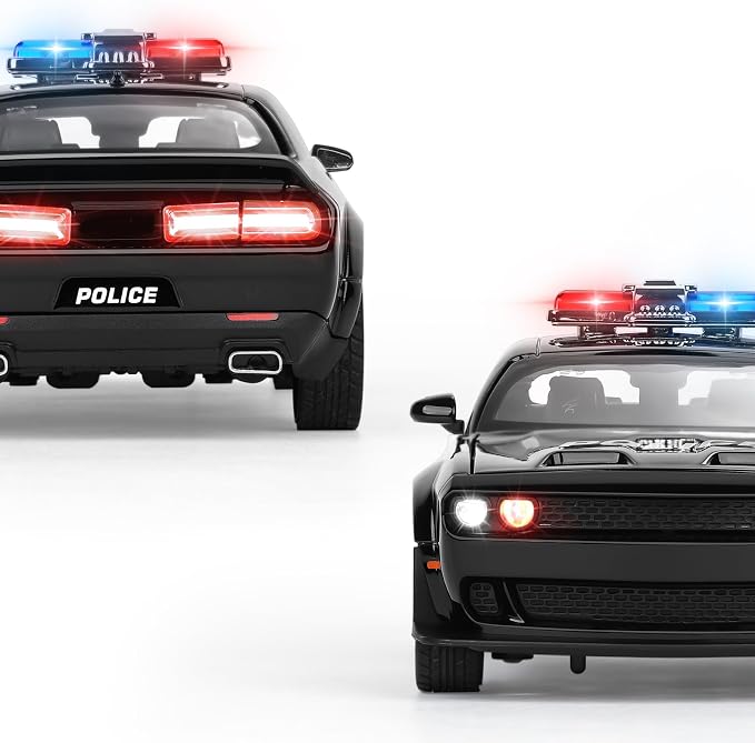 Police Car Toys for Boys Age 3-12 Metal Toy Cars with Light and Sound Pull Back Diecast Model Car Collectable Muscle Cars for Kids 3+ Year Olds