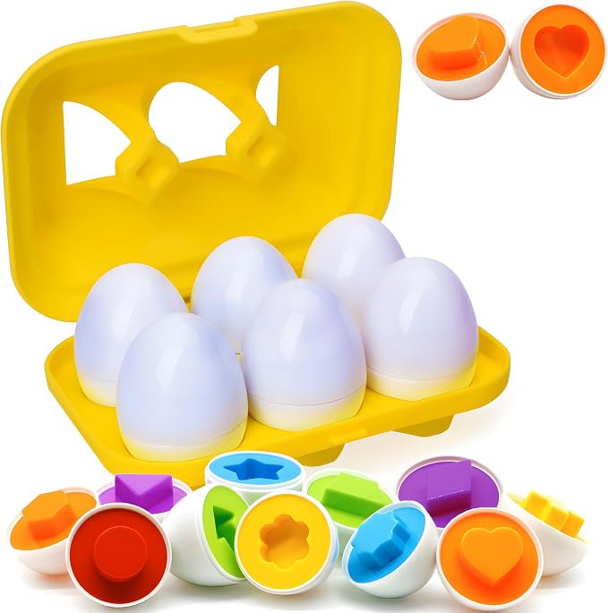 WEEJOYGAM Matching Egg Toys for Toddlers 1-3, Toddler Montessori Toys for 1 2 3 Year Old Girl Boy Birthday Gift, Learning Color Sorting Shape Sorter Puzzle Game Preschool Educational Fine Motor Skills