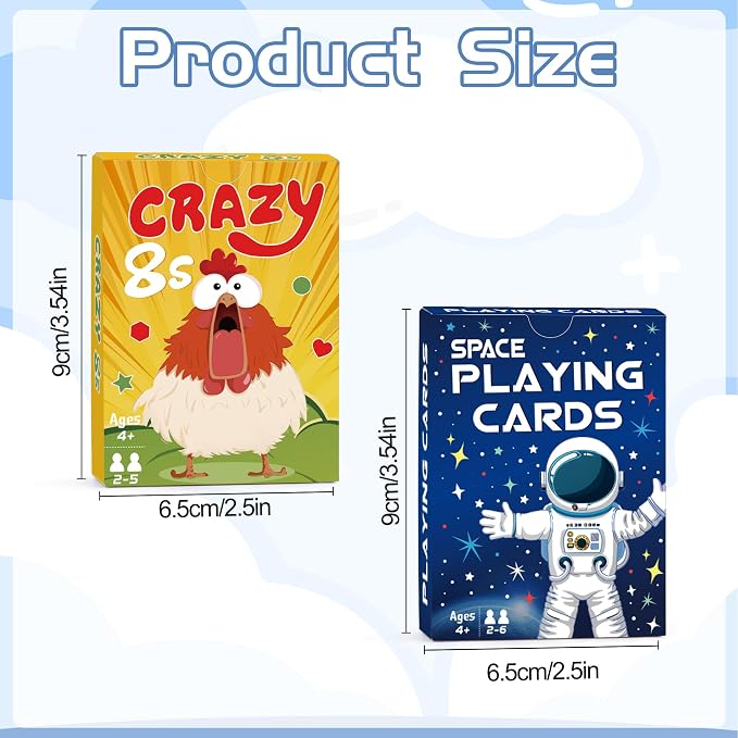 Card Games, Crazy 8s Card Game, Space Playing Cards for Kids, Fun Classic Interactive Games for Kids Toddlers Adults, Perfect for Stocking Stuffers Gifts, Family Game Night Party Table Games