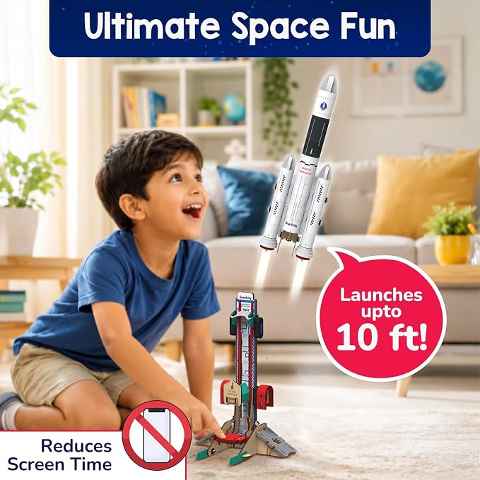 Smartivity DIY Rocket Launcher STEM Kit for Kids | 2025 Parents Choice Award Winner | Build Your Own Rocket & Launch it 10 Feet | Science Toy | Gift for Boys & Girls 6 7 8 9 10 11 12 Years Old