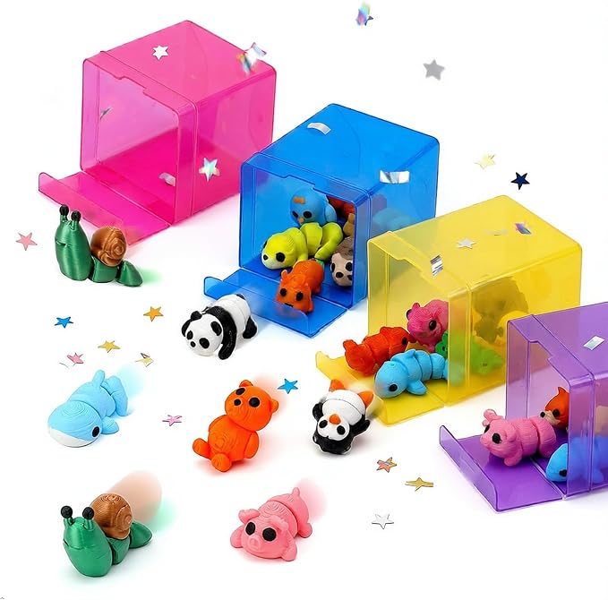 120PCS Surprise 3D Printed Animals Bulk, Random Collectible Mini Animal Figurines, Articulated Fidget Toys Variety Pack, Party Favors, Classroom Prizes, Goodie Bag Stuffers, Desk Pets