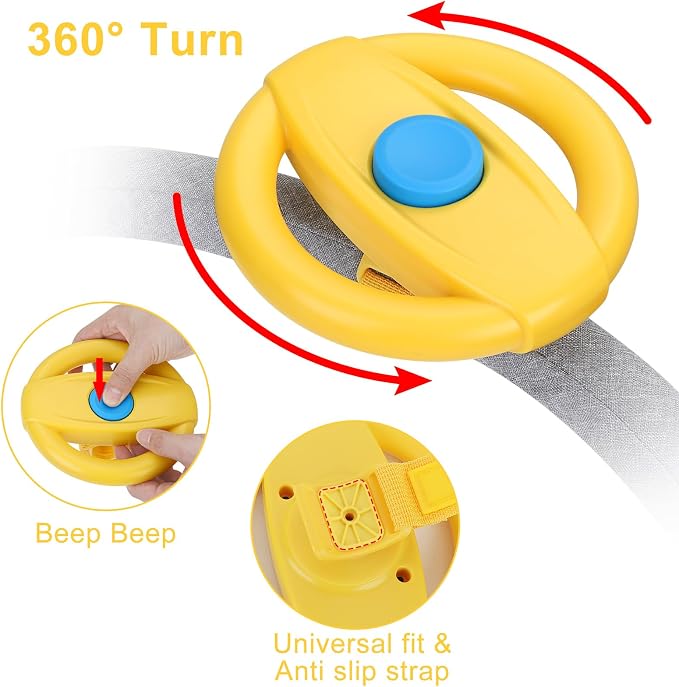 Accmor Stroller Steering Wheel Toy, Simulated Steering Wheel for Stroller Shopping Carts Cart Universal Detachable Pretend Driving Funny Toy Attachment