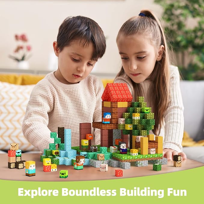 GobiDex 100PCS Magnetic Blocks Animal Toys, Build MagWonder with Building Construction Playset, STEM Pretend Play Gifts for Kids