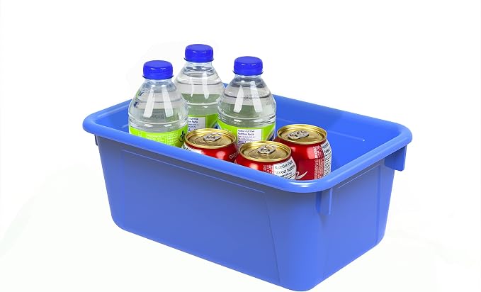 Storex Small Cubby Bins – Plastic Storage Containers for Classroom, 12.2 x 7.8 x 5.1 inches, Class Blue, 5-Pack (62416A05C)