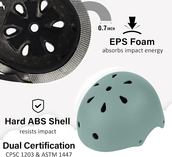 Skateboard Bike Helmet, Lightweight Adjustable, Multi-Sport for Bicycle Skate Scooter, 3 Sizes for Adult Youth & Kids