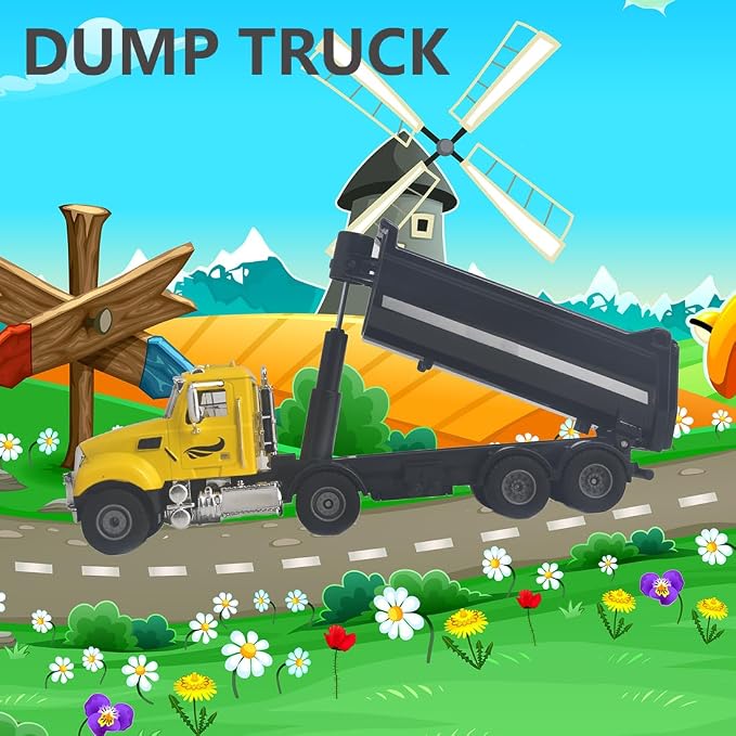 Ailejia Die-cast Heavy Duty Dump Truck - Engineering Vehicle Model for Construction and Farm Pretend Play