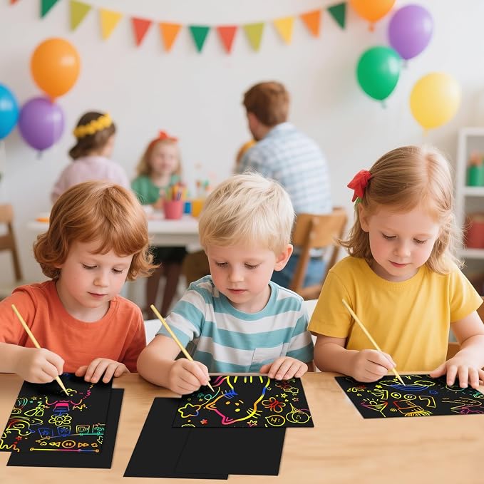 Cityrosy Rainbow Scratch Art Paper for Kids Crafts 80 Papers and 40 Stylus pens 3-12 Years Old Girls Boys
