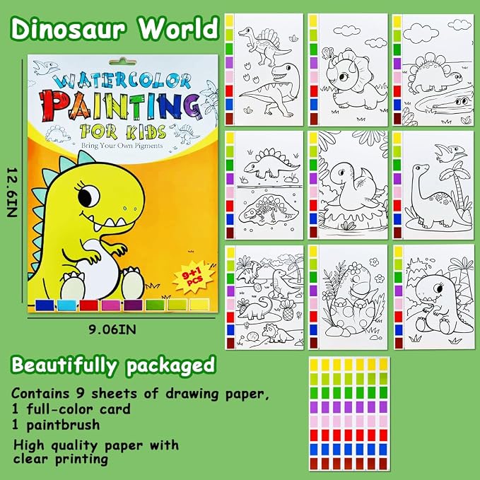 Watercolor Coloring Book for Kids, Paint with Water- Magic Paint Set Water Painting Book for Toddlers- Arts and Crafts Kit for Girls Boys Travel Activities -Stocking Stuffers for Kids