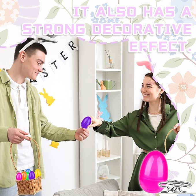 48 Pcs Prefilled Easter Eggs with Metal Brain Teaser Puzzles Iron Link Unlock Interlock Game for Egg Hunts Party Favors Easter Basket Stuffers