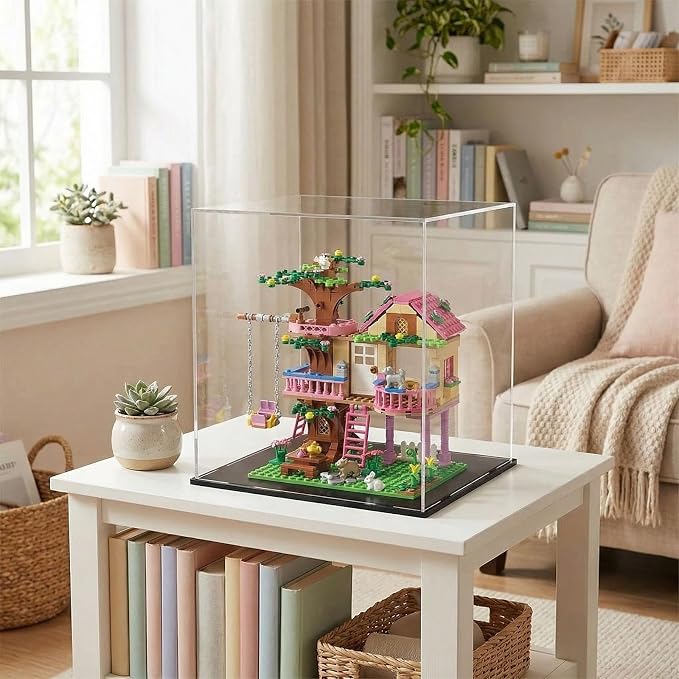 CSNRHG Dream Tree House Friends Building Set, Tree House Building Set Acrylic Protective Cover, Friendship Tree House with Swing Animals Flowers, 504 Pieces