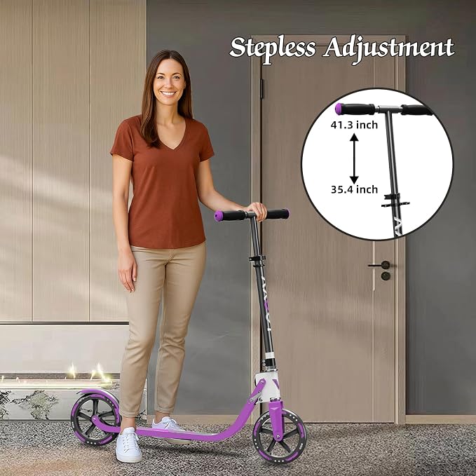 Adult Scooter with Big Wheels | Adjustable Height, Foldable Aluminum Frame | Smooth Ride for Urban Commuting and Outdoor Fun | Suitable for Teens 8-12 | 220 lbs Weight Limit