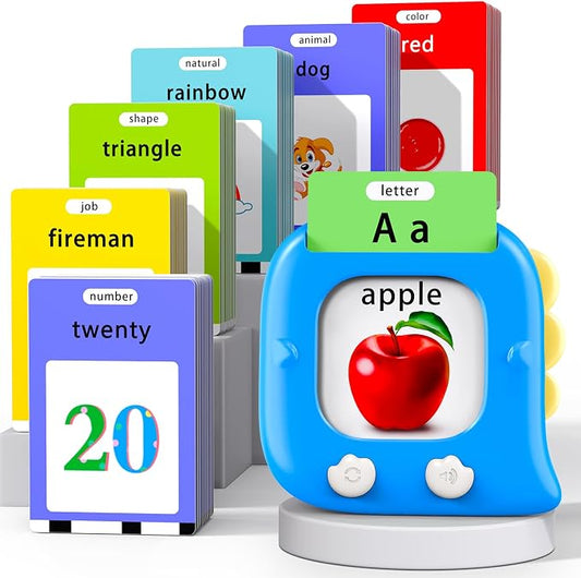 Kidzdo 520 Words Talking Flash Cards, Christmas Birthday Gifts for 2 3 4 5 6 Year Old Boys, Early Education Learning Toys, Autism Sensory Toys for Autistic Kids, Blue