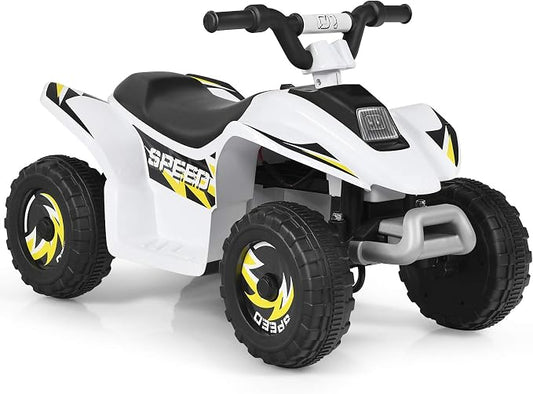 Costzon Kids ATV, 6V Battery Powered Electric Quad, Forward/Reverse Switch, Rear Wheeler Motorized Ride On Mini Vehicle Car for Toddlers Boys Girls, Ride on ATV (White)