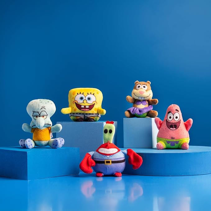 Micro Teenies - Spongebob Square Pants 5-Pack - Collectible Miniature Plush Figure, Suffed Animal, Toy Mini Soft Figure for Kids Ages 4+