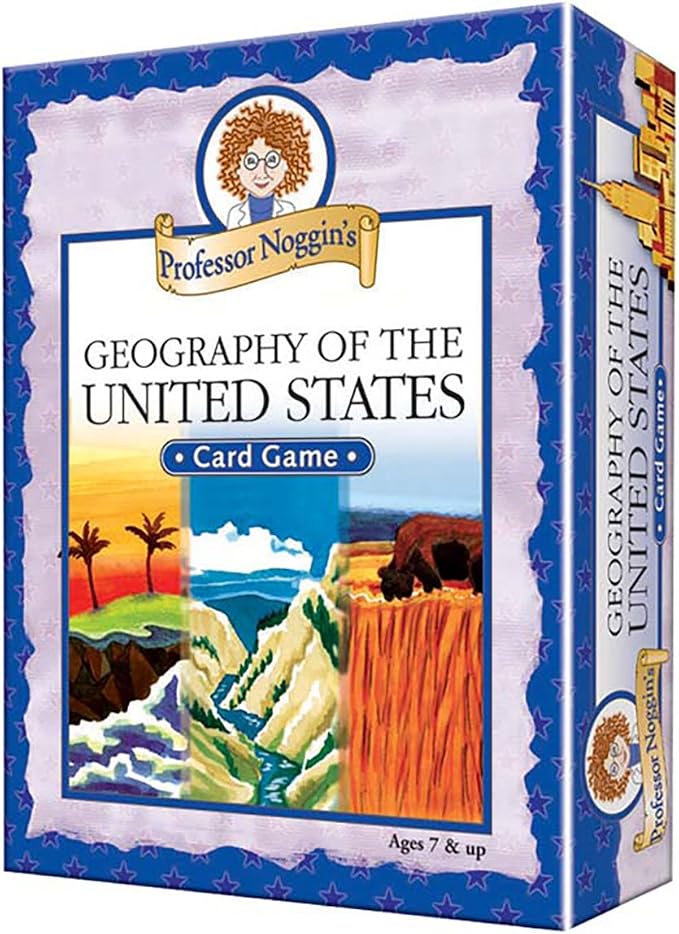 Professor Noggin's Geography of the United States - Educational Trivia Card Game for Kids - 180 Questions - Ages 7+ | lawn-game-equipment