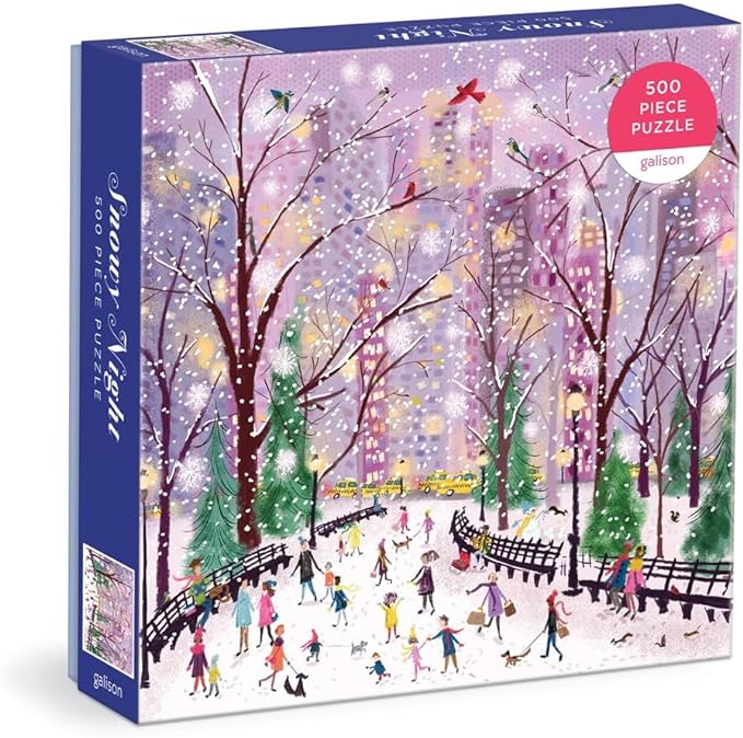 Galison Snowy Night 500 Piece Puzzle from Galison - 20" x 20" Winter Themed Puzzle That is Perfect for The Holidays, Beautiful Artwork, Thick and Sturdy Pieces, Makes a Wonderful Gift!