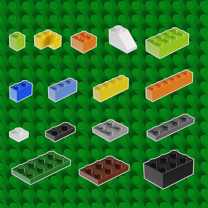 500 Piece Classic Building Bricks and 1 Green Baseplate, Compatible with Lego and Other Major Brands, Mixed Bricks Bulk Creative Building Toys, Blocks Bulk for Kids Ages 6+ (Boys' Color)