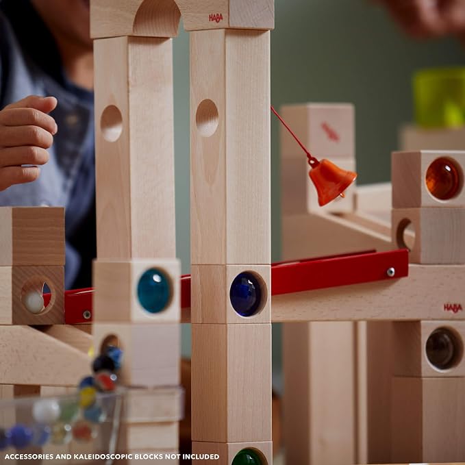 HABA Wooden Marble Run Ball Track Set, STEM Toy for 4-10 Year Olds and Educational Building Set with 42 Pieces, Fun Marble Maze Game, Made in Germany