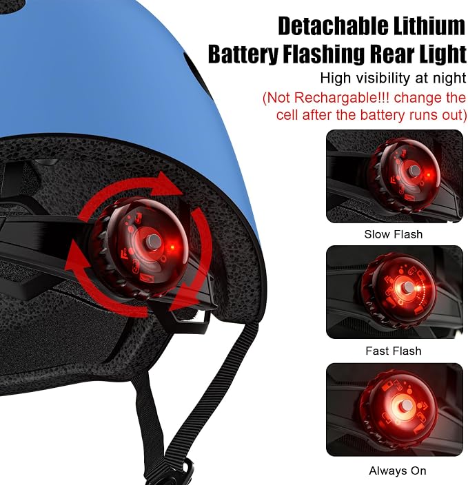 Kids Bike Helmet with LED Light,Lightweight Adjustable Childs Helmet for boy & Girl Ages 5-8-14,Multi-Sport Safety Helmet for Skateboard Cycling Scooter