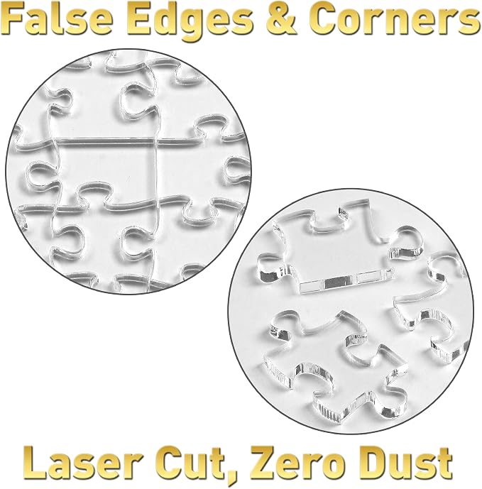 Funwares 500-piece ImPuzzable Clear Puzzle – Insanely Hard Brain Teaser for Adults – Acrylic Jigsaw with False Edges and Fale Corners – Funny White Elephant Gift
