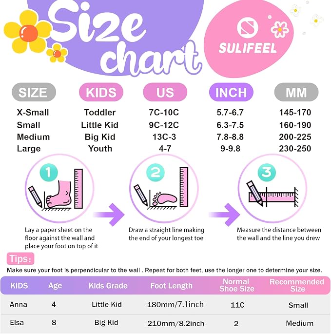 SULIFEEL Rainbow Unicorn 4 Size Adjustable Roller Skates for Girls Boys for Kids Ages 3-5 5-8 6-12 Children Skates Indoor Outdoor