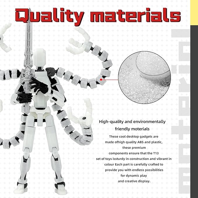 T13 Already Assembled Action Figure Accessories,T13 Multi-Jointed Movable,for Collectors Desktop Decorations t-13 Movability 3D Printed Toys (Blue Noctilucent Blue, 7.2 Inch)