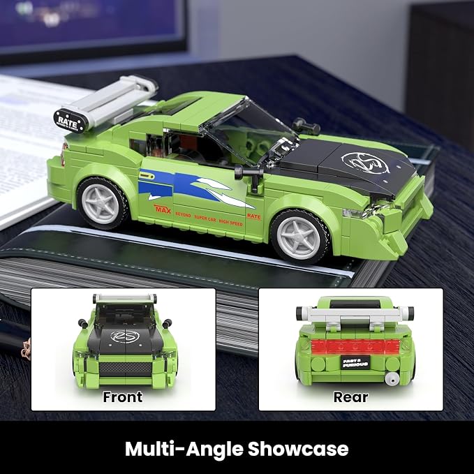 Mould King Super Sports Car Building Set with Display Case, 338 Piece Race Car Model Construction Toy for Boys and Adults, Collectible Vehicle Blocks Kit