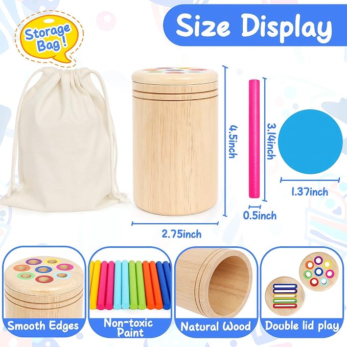 Wooden Sorting Toy Montessori Color & Shape Sorter Class Activity Toddlers Fine Motor Game for Colors and Shapes Recognition, Birthday New Year Valentine's Gifts for 2-5 Year Old Boys and Girls