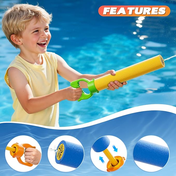 6PCS Toddlers Water Blaster Toys Set for 3 4 5 6 7 Years Old Boys, Assorted Colors Foam Water Guns for Summer Pool Beach Party, Toys Birthday Gifts Outdoor Water Cannon Shooter Toys for Kids 3+