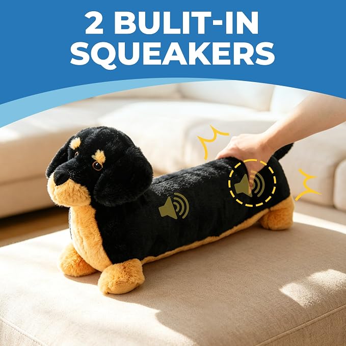PrimePets Plush Squeaky Dog Toy, 21.5" Dachshund Stuffed Animal Dog Toy for Large Medium Small Dogs, Soft Pet Toys for Cuddling & Playing, Dog Comfort Toy