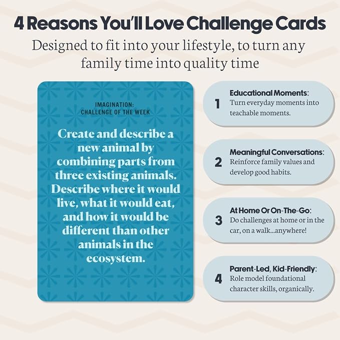 Building Creativity 52 Challenge Cards for Kids & Parents | SEL Emotional Intelligence | Social Emotional Learning Activities | Life Skills Classroom Must Haves | Teachers & Psychologists