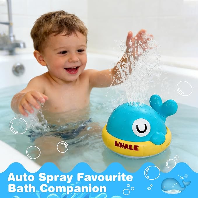 Light Up Whale Sprinkler Baby Bath Toys for Kids Ages 1-3, Pool Water Toys for Toddlers Bathtub Fountain Toys, Birthday Gifts for 1 2 3 Year Old Boys & Girls