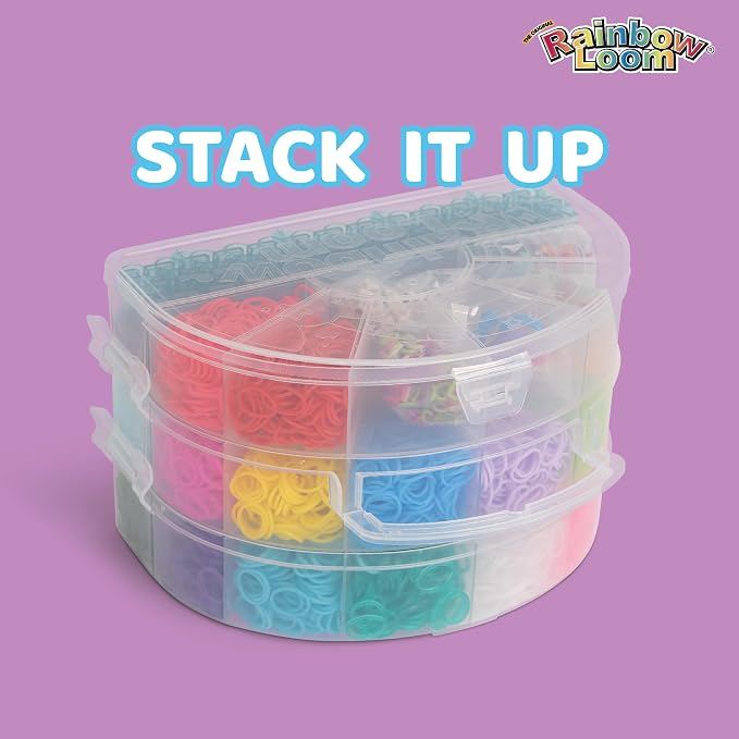 Rainbow Loom: 6,000 Bands Mighty Rainbow Case with 2 Mighty Looms, 6 Cute-tique Charms & 50 Beads – DIY Bracelet & Jewelry Making Kit for Kids 7+