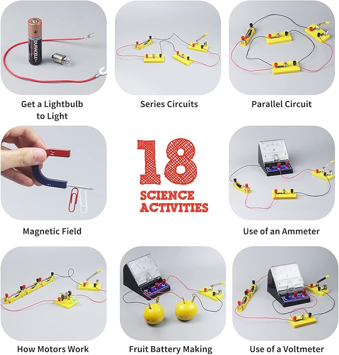 Teenii Electricity and Magnetism Kit for Kids, STEM Science Experiments with Electric Circuits, Educational Physics Toy, Science Discovery Game for Boys and Girls 8+, 50 Pieces