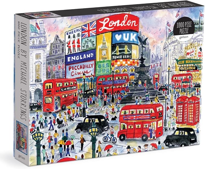 Galison Michael Storrings 1000 Piece London Jigsaw Puzzle for Adults – Illustrated Art Jigsaw Puzzle with Scene from The Streets of London – Fun Indoor Activity, Multicolor