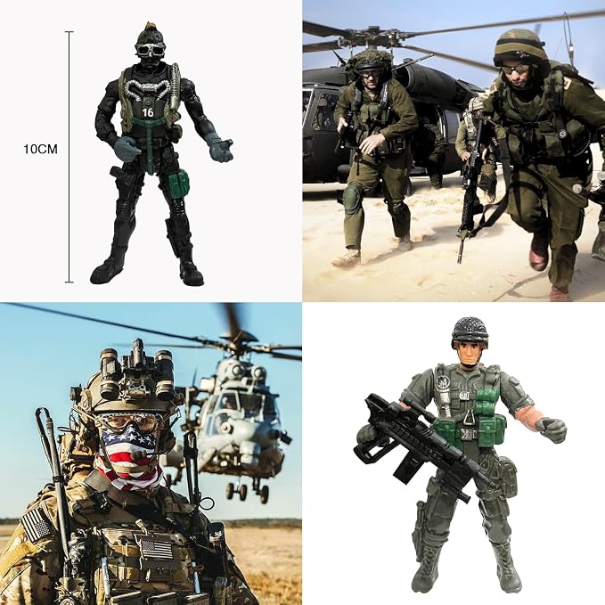 Army Men Action Figures, Army Soldiers Toys for Boy,Army Playset Military Playset with Weapons Accessories,Army Toy Christmas Gfit for Toddler 3+