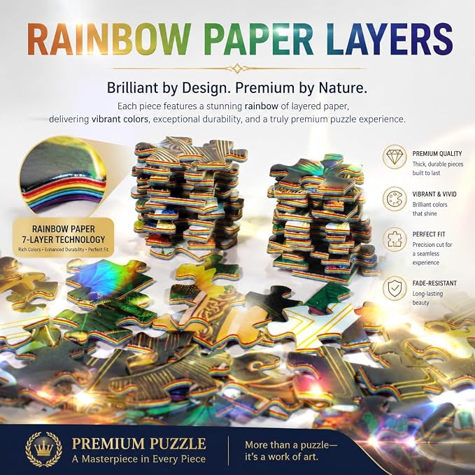 1000 Piece Puzzle for Adult, Premium Jigsaw Puzzles, Leopard Puzzle, Activities & 7 Layer Rainbow Paper, Framed Wall Art – Unique Gift for Adults & Puzzle Enthusiasts