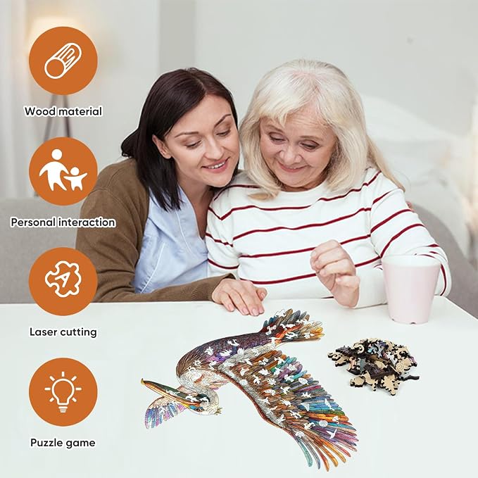 Wooden Puzzles for Adults Cormorant Bird Jigsaw Puzzles,300 Pieces 5MM Thick, Unique Shaped Cormorant Bird Puzzle Family Game Gift for Adults and Kids, 15.6 x 15.4 Inch