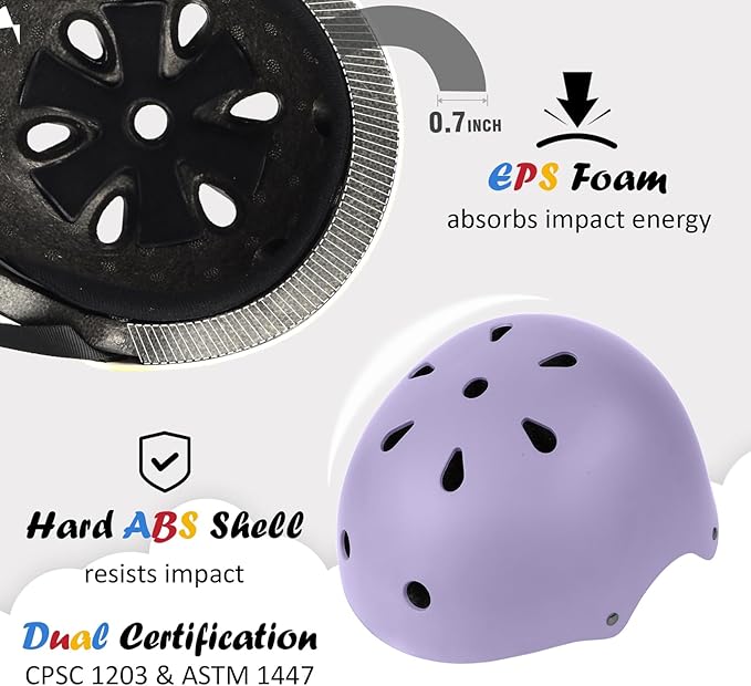 Kids Bike Helmet, Adjustable and Multi-Sport, from Toddler to Youth, 3 Sizes