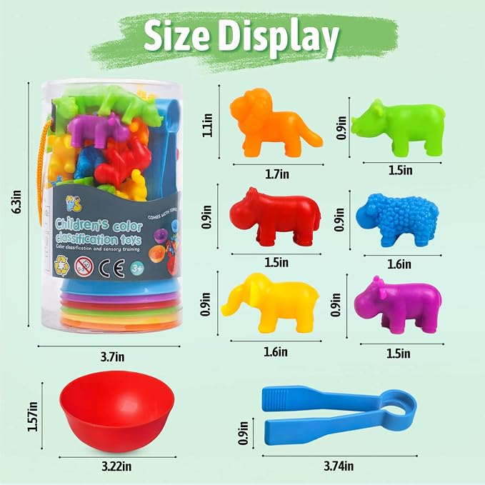 RAEQKS Counting Sorting Toys Matching Stacking Toys with Bowls Preschool Learning Activities Educational Sensory Game Montessori STEM Toy Daycare Sets Animals Gifts for Toddlers Kids Boys Girls